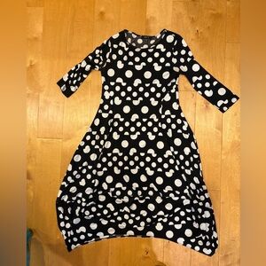Comfy USA long sleeve polka dots midi dress size S/M